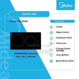 30cm X 60cm Midea 2 Zones Electric Cooktop Hob 2 Burners Cooker Stove