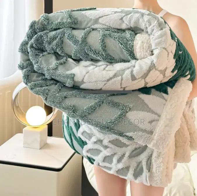 Floral Plant-themed 450gsm Double Sided Sherpa Blanket 200x230cm