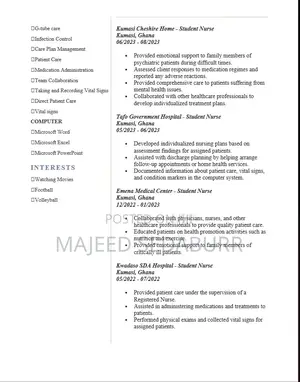 Healthcare Nursing CV