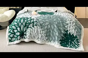 Floral Plant-themed 450gsm Double Sided Sherpa Blanket 200x230cm