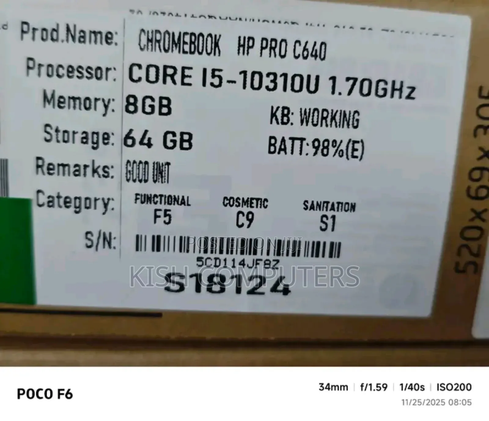 Laptop HP Chromebook X360 8GB Intel Core i5 eMMC 60GB