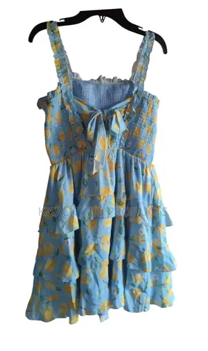 Rare Editions Girls Aqua Lemon Print Dress - 11to 16 Years