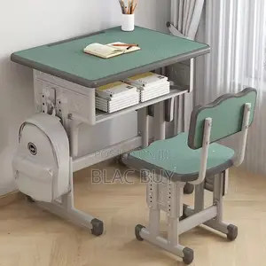 Adjustable Student Desk and Chair Set Metal Material for School