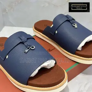 Oro Piana Men's Luxury Sandals Blue Leather.