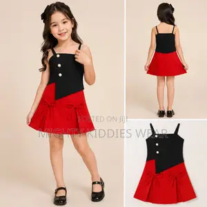 Girls' Strap Top + Bow Short Skirt Set Age 3-6yrs Only
