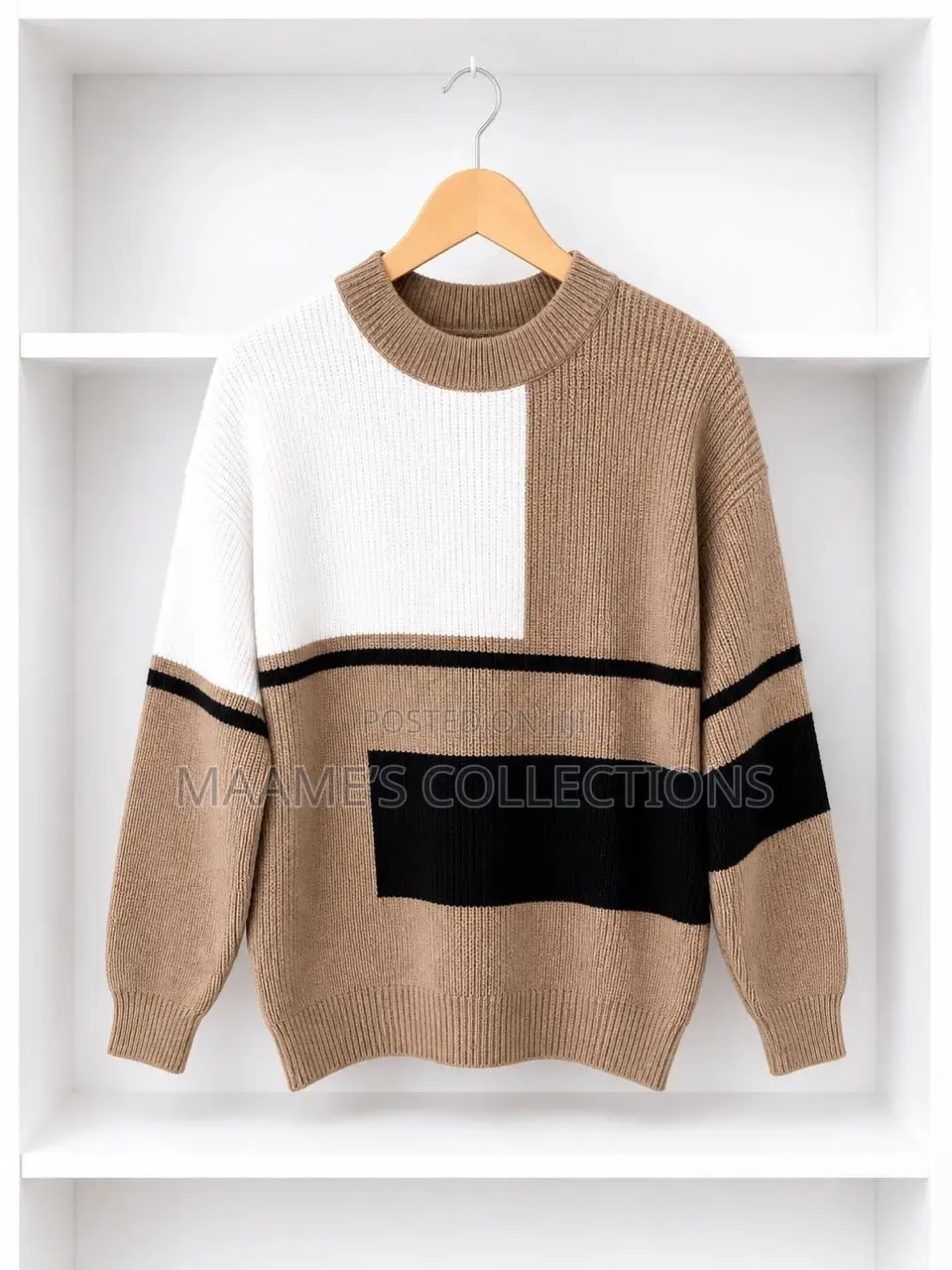 Men’S Blocked Knitted Pullover Sweater