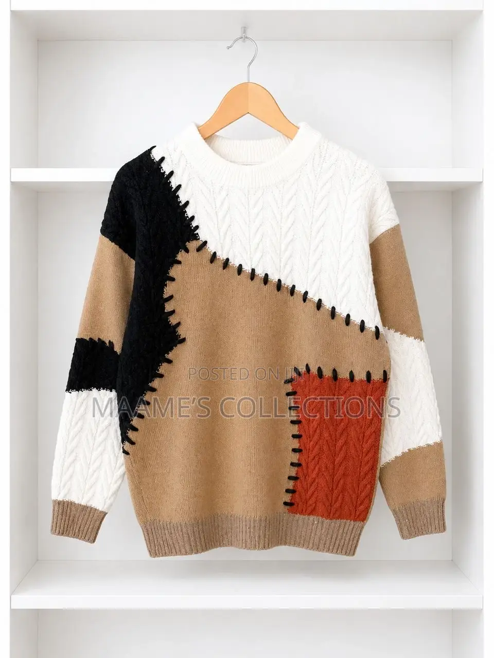 Men’S Blocked Knitted Pullover Sweater