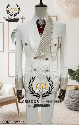 Quality White and Black Designer Suit