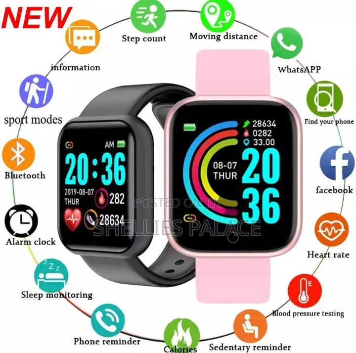 Y68 Smart Watch Heart Rate Blood Pressure Blood Oxygen