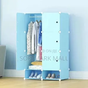6 Cubes Wardrobe With Shoe Rack (Blue)