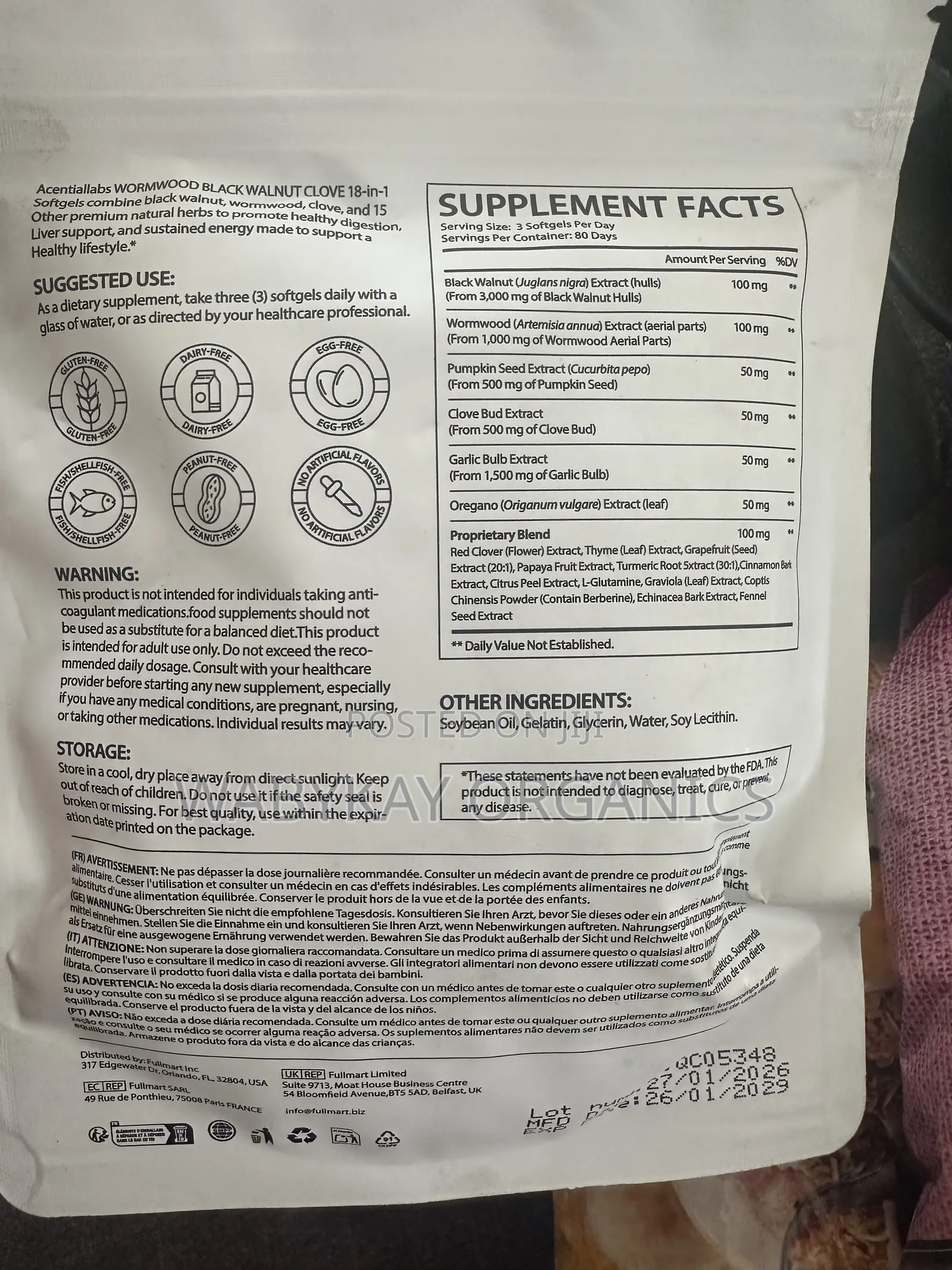 Wormwood Black Walnut Cloves 240 Softgels