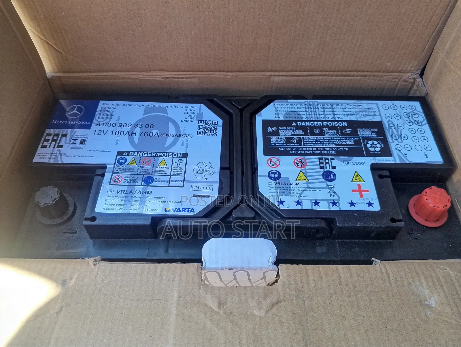 Car Battery Agm 100ah + Free Delivery Within Accra