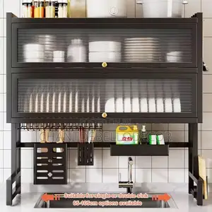 Over The Sink Dish Dust-proof Drying Rack Double Layer With Cover