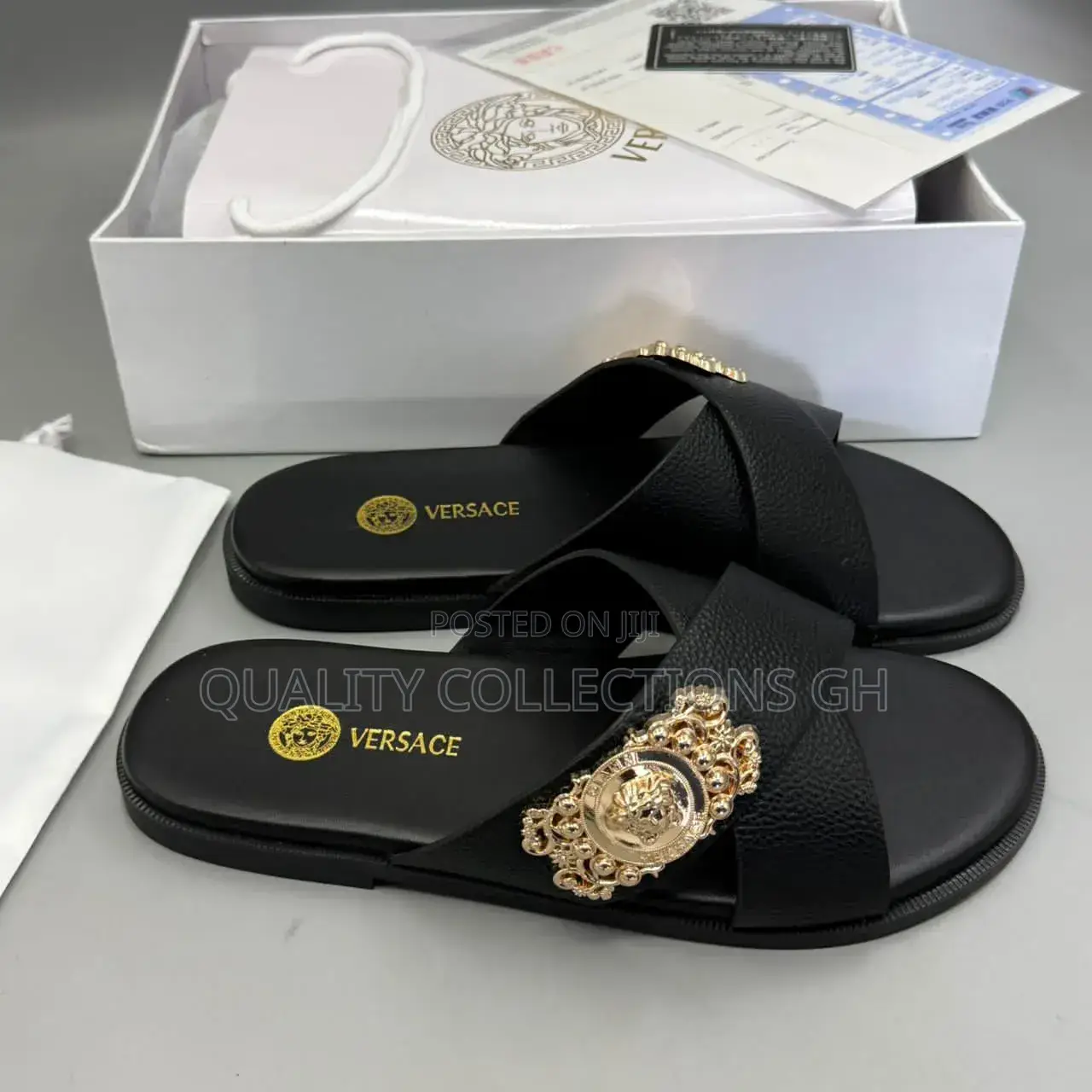 Versace Black Slippers