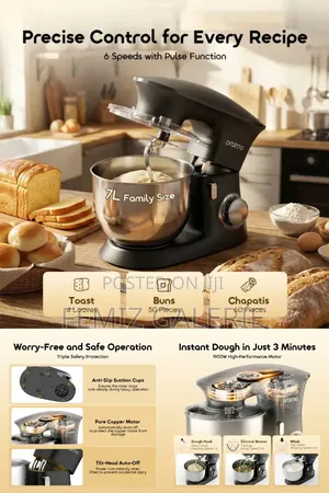 Oraimo Ominimix 6 Speeds Durable All Metal Gears Stand Mixer