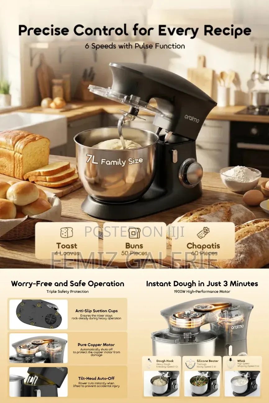Oraimo Ominimix 6 Speeds Durable All Metal Gears Stand Mixer