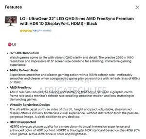 Lg Ultragear 32gn650-B 32inch 165hz 1440p (Quad-Hd) HDR Gaming Monitor