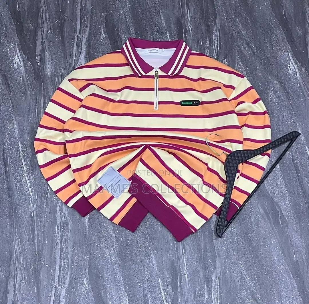 Men’S Striped Cotton Sweater / Pullover Polo Shirt