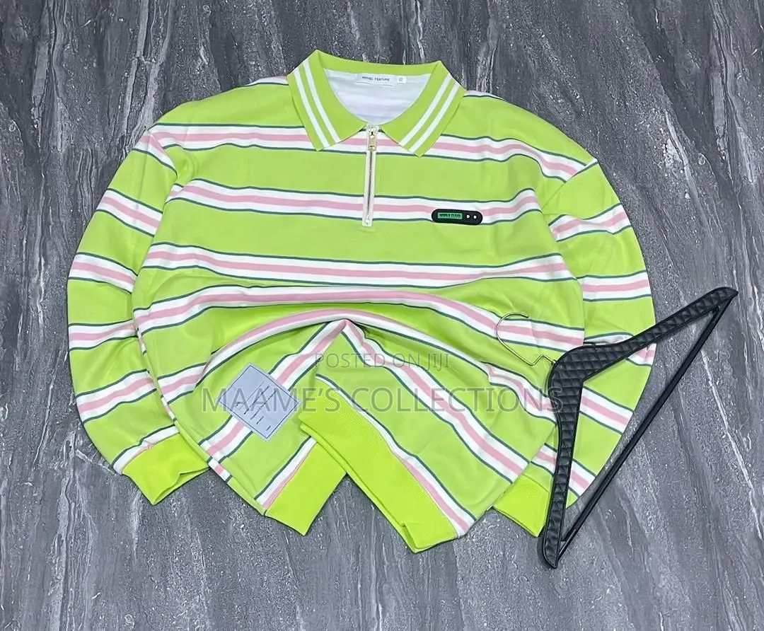 Men’S Striped Cotton Sweater / Pullover Polo Shirt