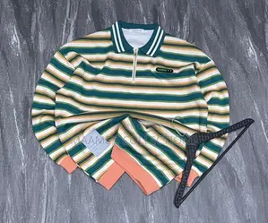 Men’S Striped Cotton Sweater / Pullover Polo Shirt