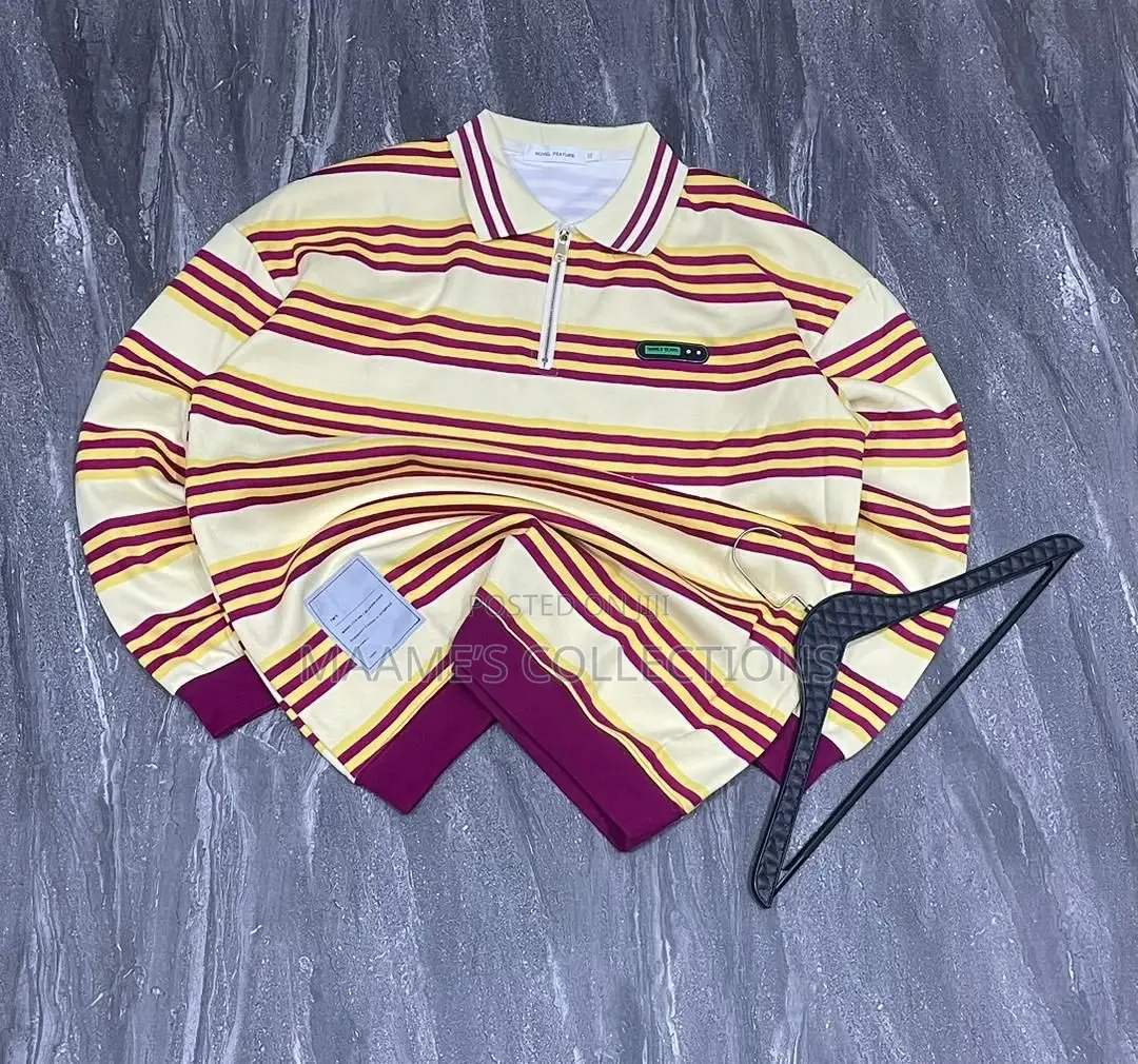 Men’S Striped Cotton Sweater / Pullover Polo Shirt