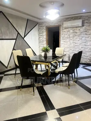 6 Chairs Marble Dining Table Set