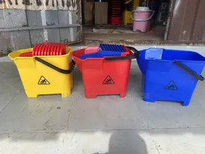 Mop Buckets With Basket Wringer, Blue/Yellow/Red Colours, 16l