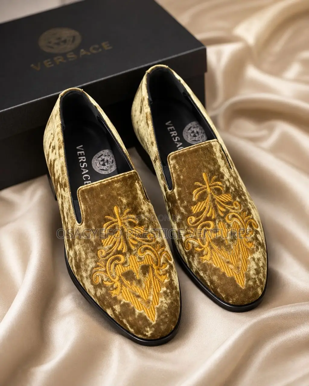 Classic Golden Royale Versace Velvet Loafers
