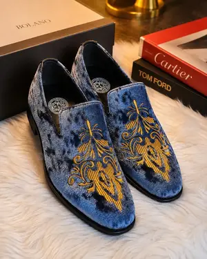 Classic Versace Sapphire Royale Velvet Loafers