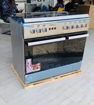 Choose Grey Midea 90×60 5 Gas Cooker Grill Rotisserie Auto Ignition,