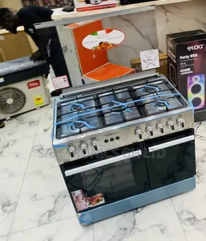 Available Grey Midea 90×60 5-Burner Gas Cooker W/ Grill