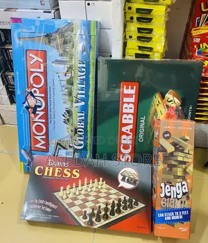 Jenga, Monopoly, Scrabble and Chess Games