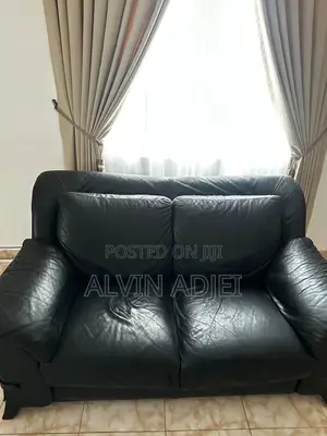 2 in 1 Black Leather Couch