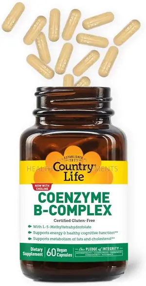Country Life, Coenzyme Vitamin B-Complex , 60 Vegan Caps, Glass Bottle