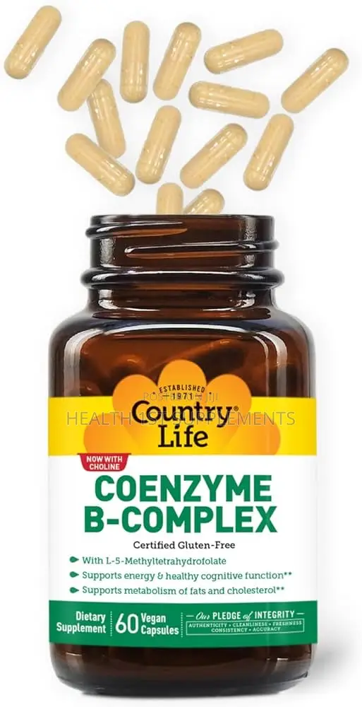 Country Life, Coenzyme Vitamin B-Complex , 60 Vegan Caps, Glass Bottle
