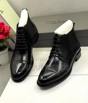 High Quality John Foster Leather Chelsea Boots (Black)