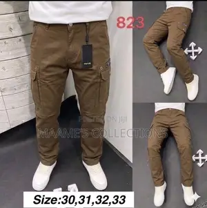 Men’S Cotton Cargo Pants With Side Pockets