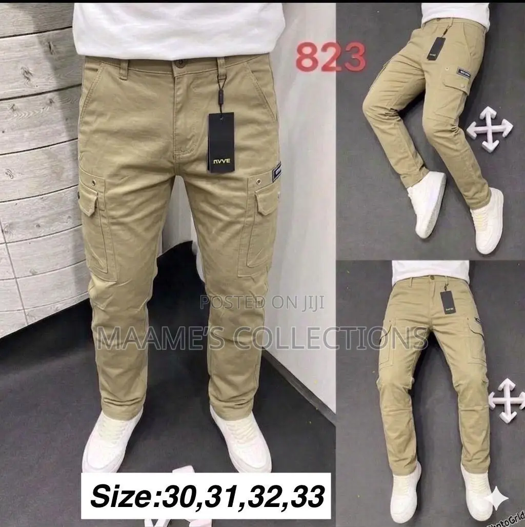 Men’S Cotton Cargo Pants With Side Pockets