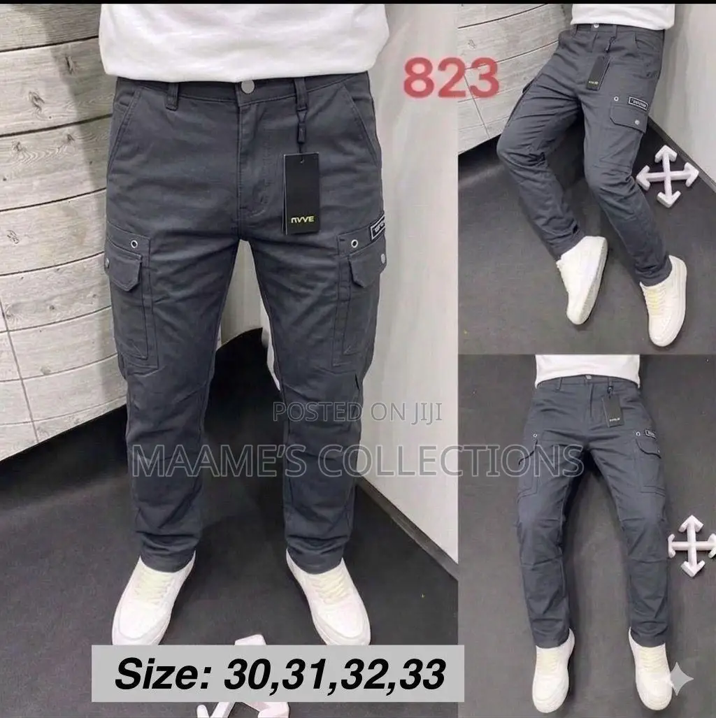 Men’S Cotton Cargo Pants With Side Pockets