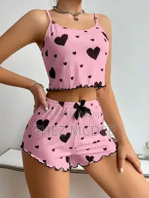Cute Heart Print Women’S Nightie Set | Soft Sleepwear