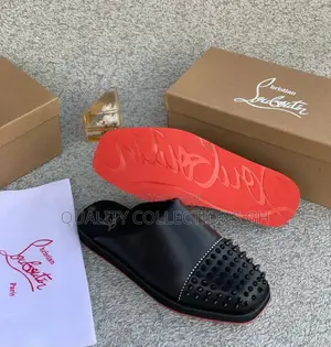Christian Louboutin Black Leather Spikey Half Shoe
