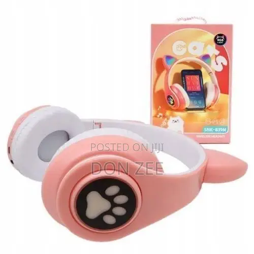 Cat Ear Wireless RGB Bluetooth Gaming Headset With Mic - Pink