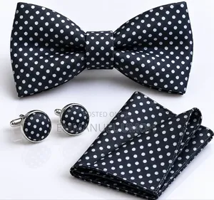 Classic Bow Tie With Cufflinks and Pocket Kerchief