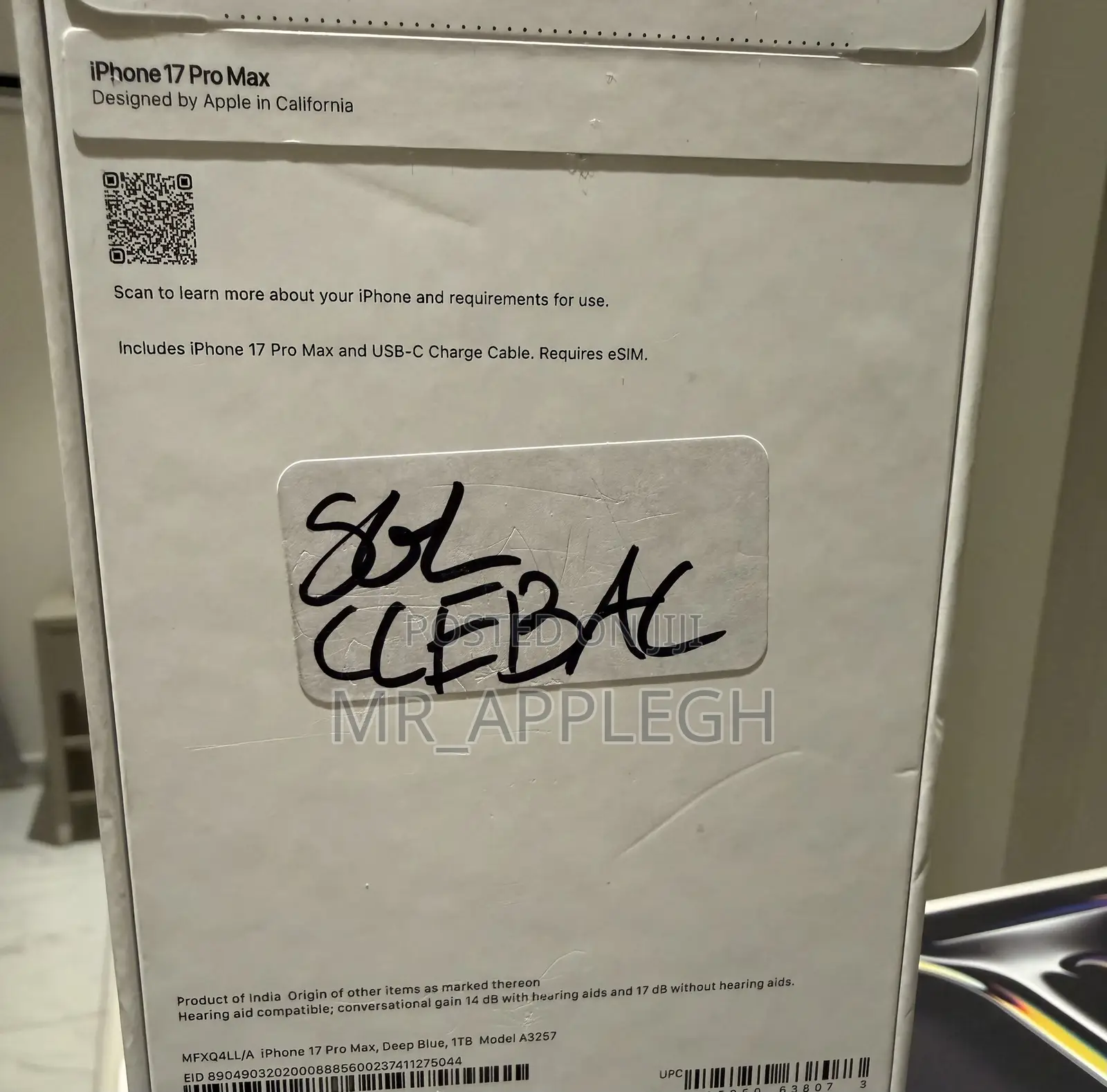 New Apple iPhone 17 Pro Max 1 TB Blue