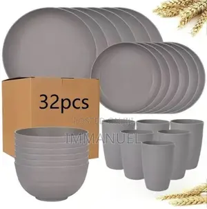 Quality 32 Pieces Unbreakable Plastic Wheat Stew Dinnerware Set