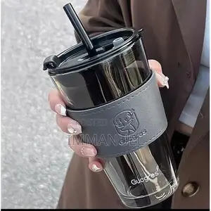 Glass Cup With Straw