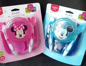 Mickey Mouse Baby/Toddler Feeding Set.Bowl With Lid Two Spoons.