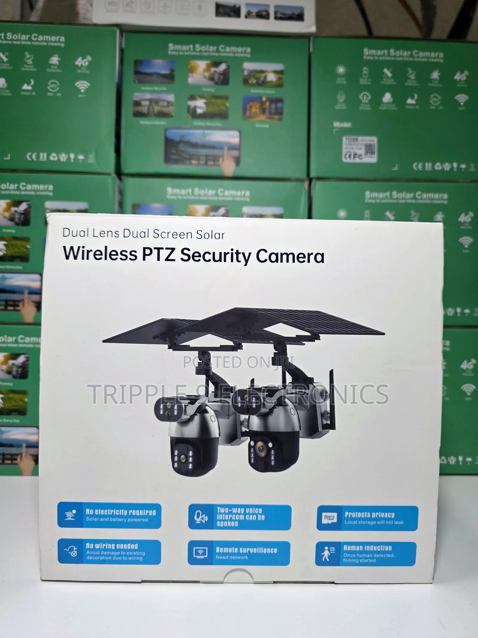 Dual Lens Dual Screen Double Solar 4g CCTV Camera