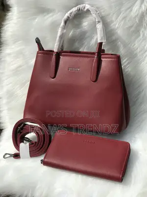 High Quality Leather Ladies Bags (Wine and Black)