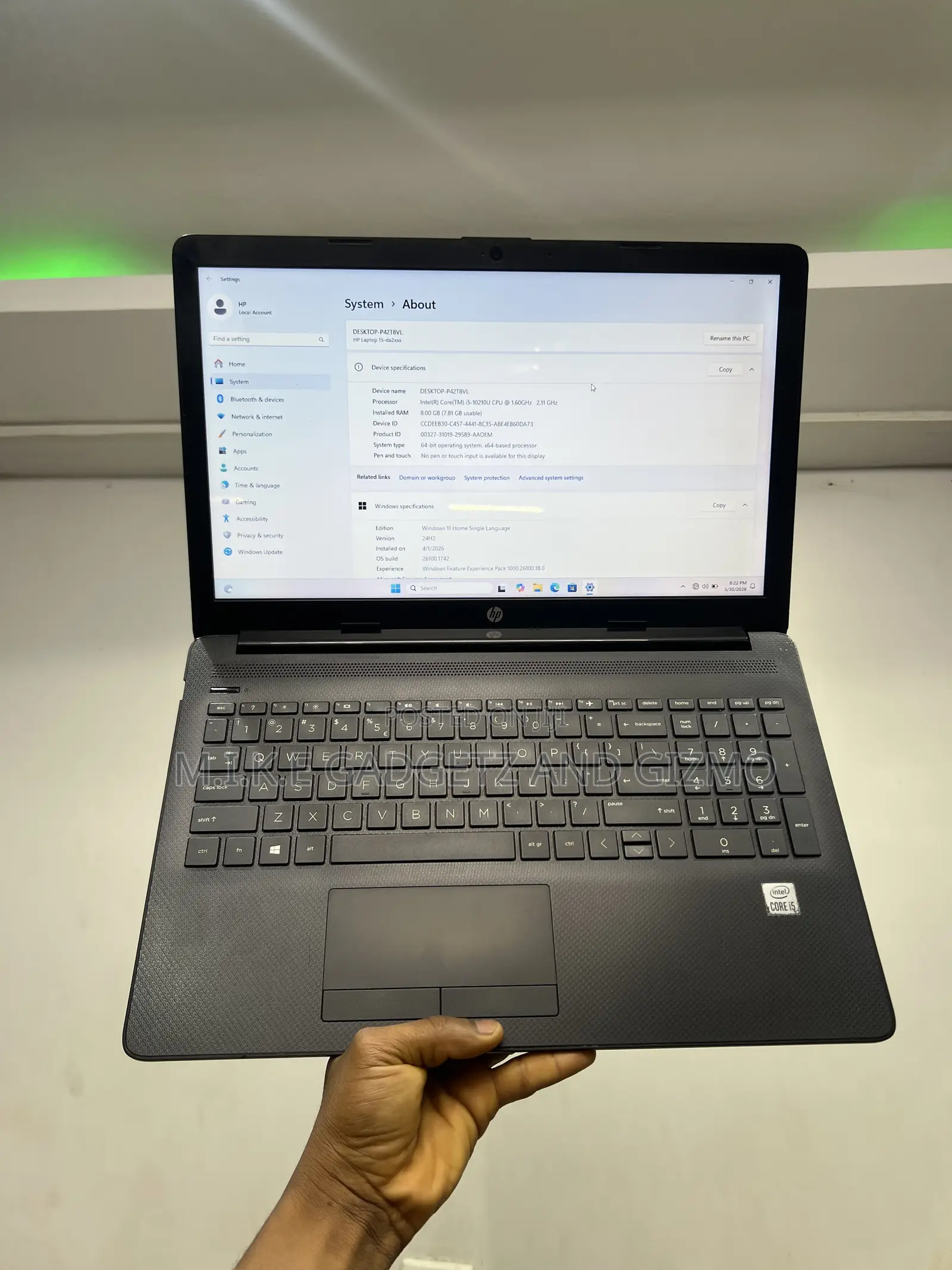Laptop HP 15-da2933nia 8GB Intel Core i5 SSD 512GB